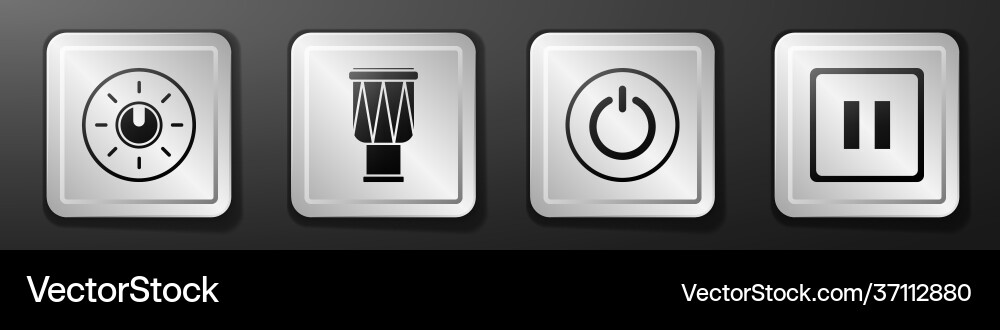 Set dial knob level technology settings drum Vector Image