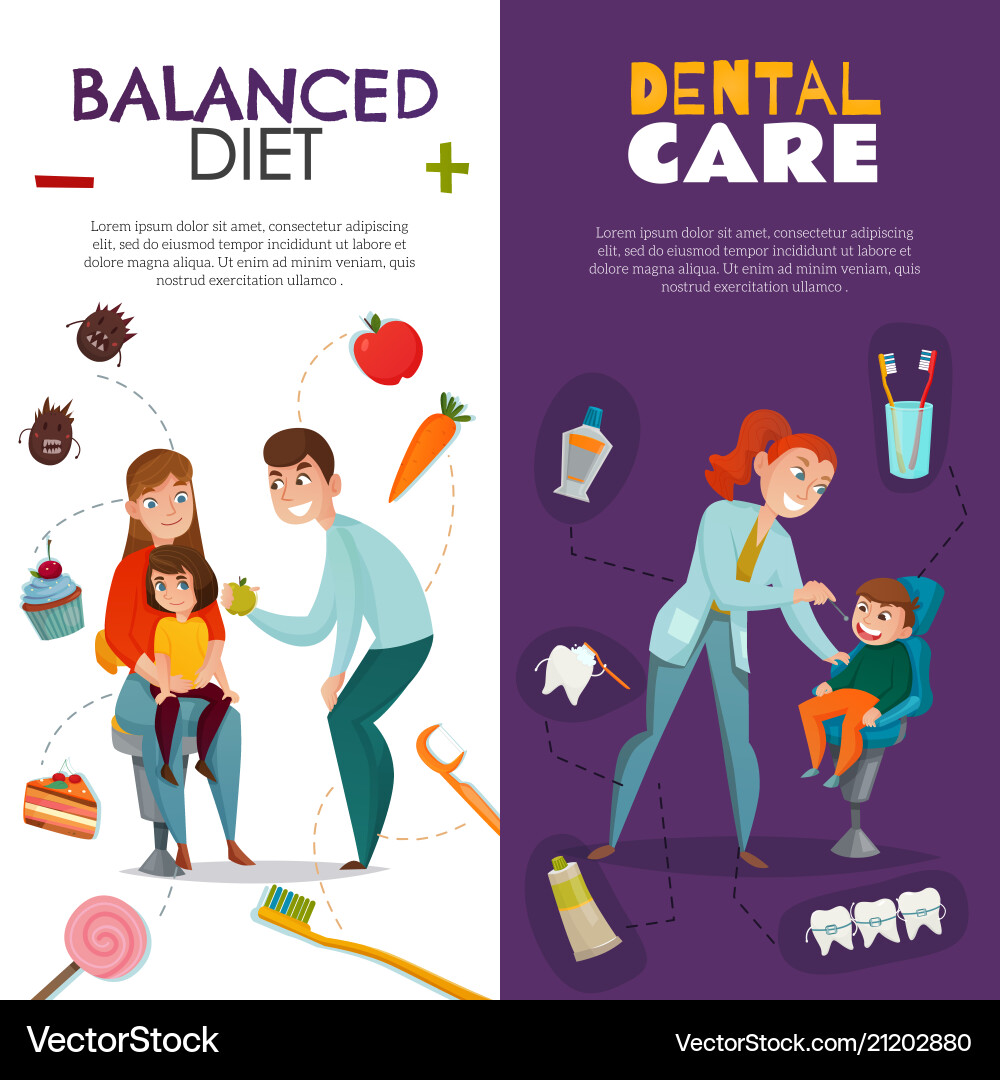 Vertical Pediatric Dentistry Vertical Banner Set Vector Image