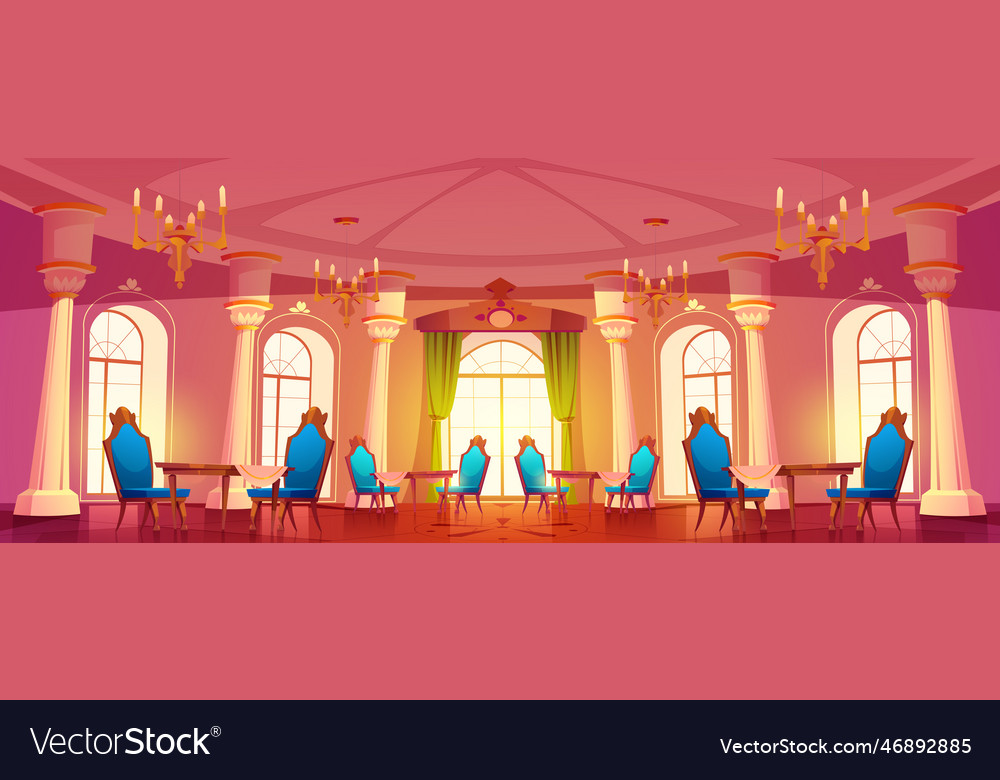 Cartoon banquet hall interior design Royalty Free Vector