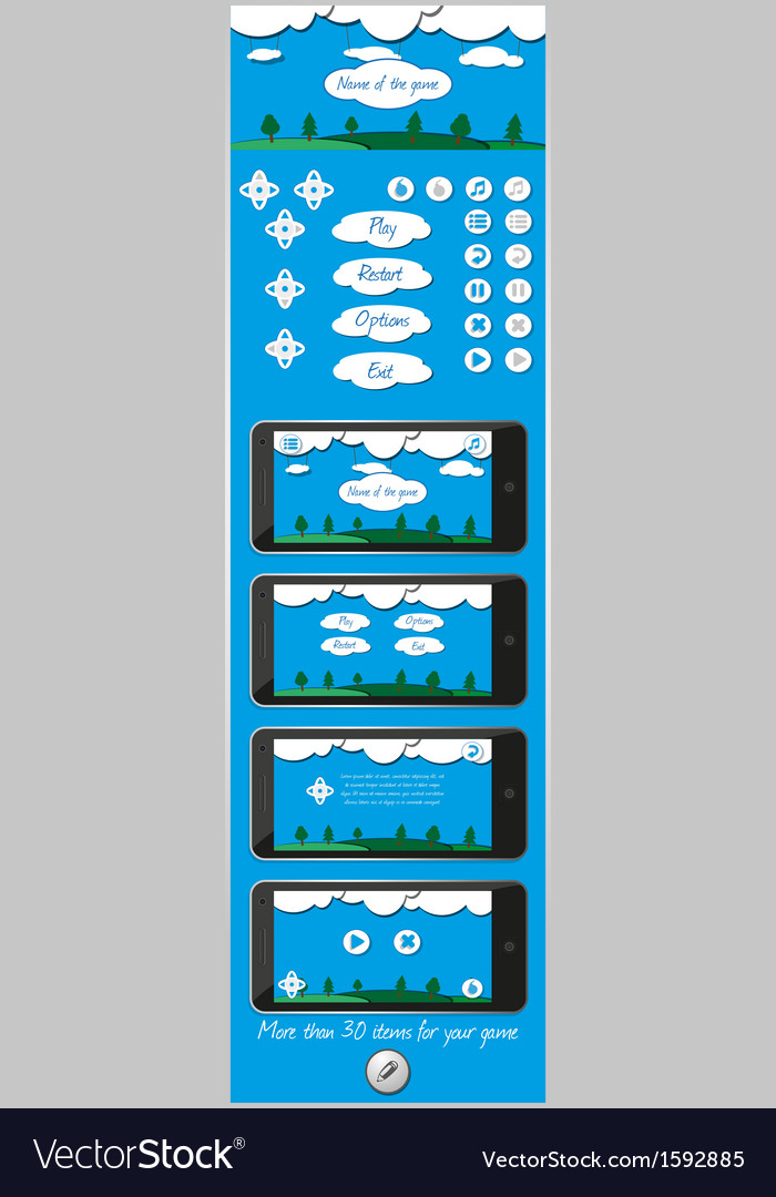 Graphical user interface for games 8 Royalty Free Vector