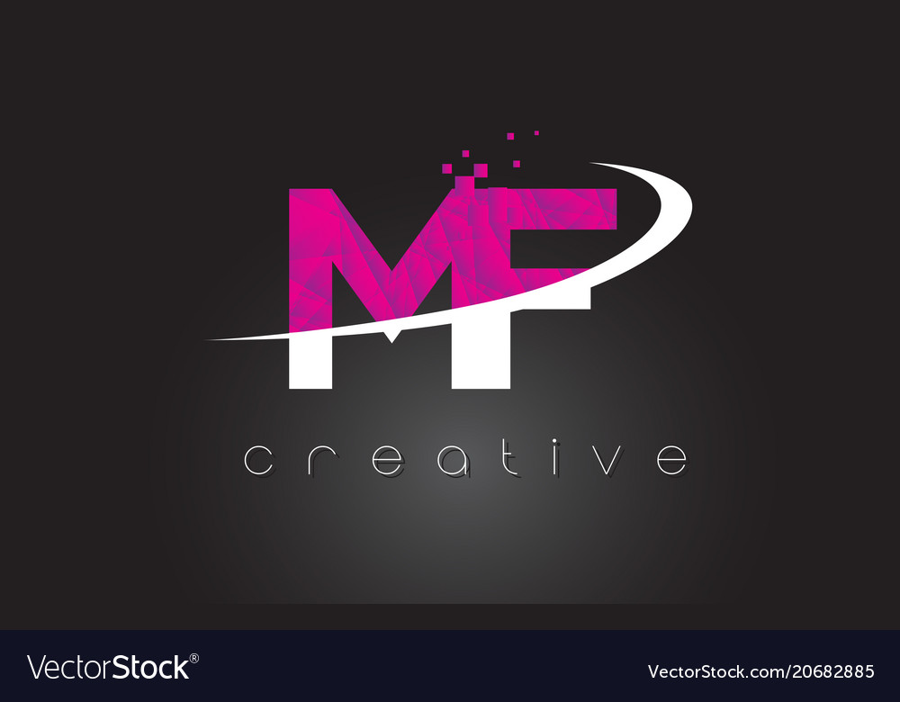 Mf m f creative letters design with white pink Vector Image