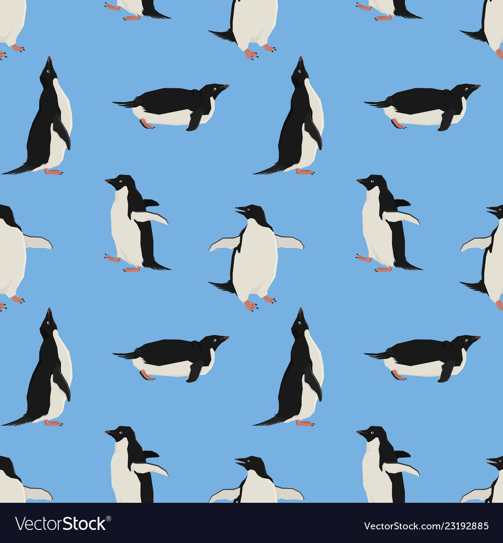 Penguins blue background seamless pattern Vector Image