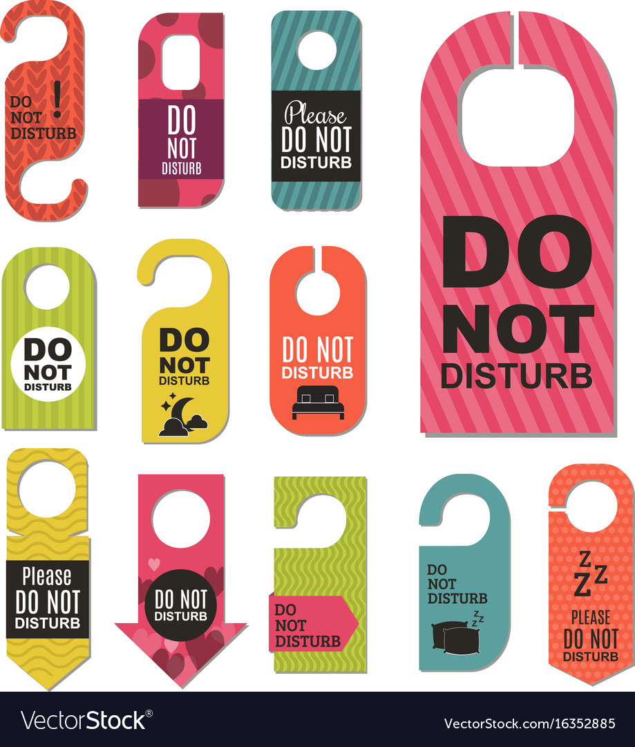 Please do not disturb hotel door quiet motel Vector Image