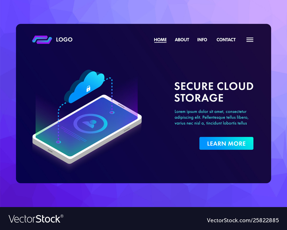 Secure cloud storage isometric security concept