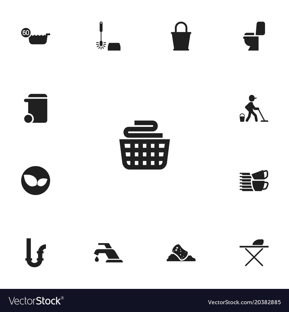 Set of 13 editable cleanup icons includes symbols