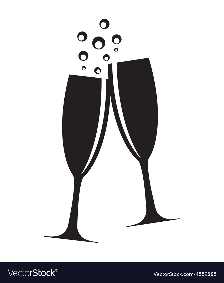 Download Two Glasses of Champagne Silhouette Royalty Free Vector