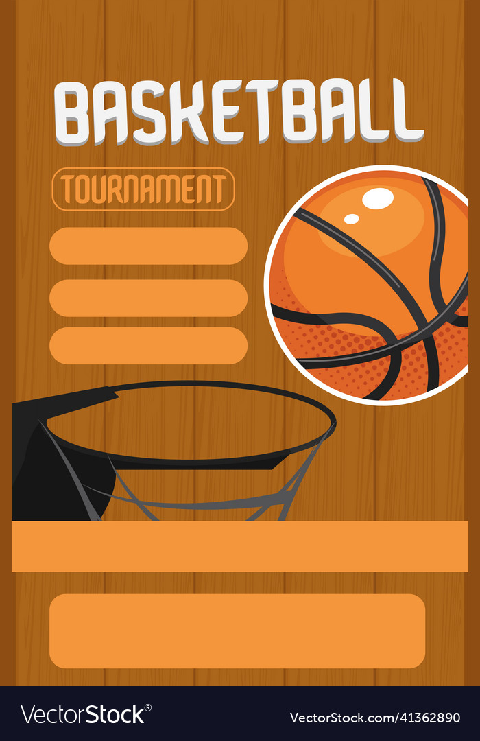 Basketball tournament lettering and basket Vector Image