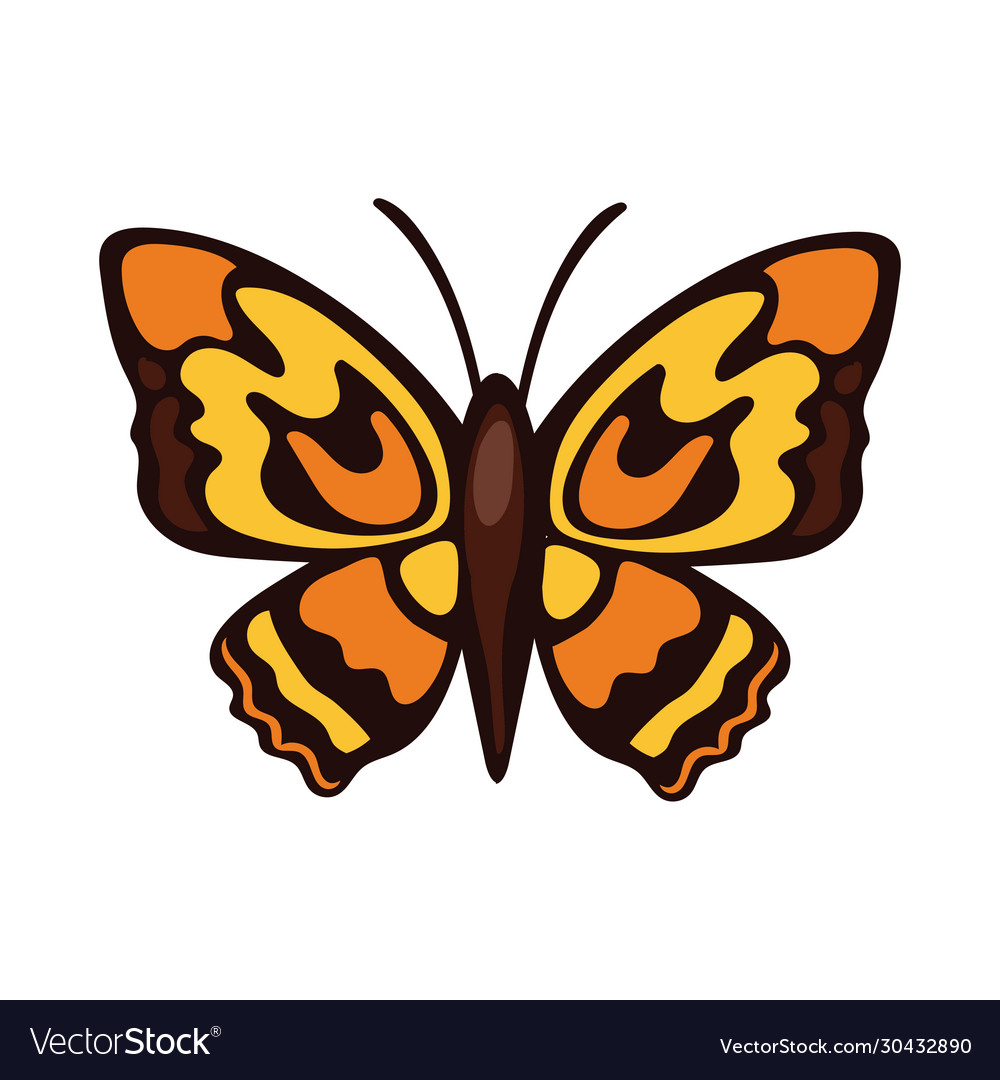 Beautiful butterfly orange insect flat style icon Vector Image