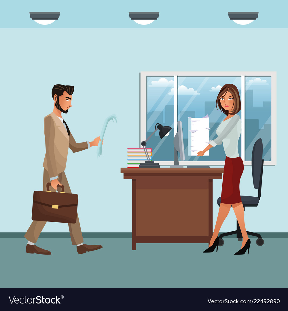 Business characters in office scene