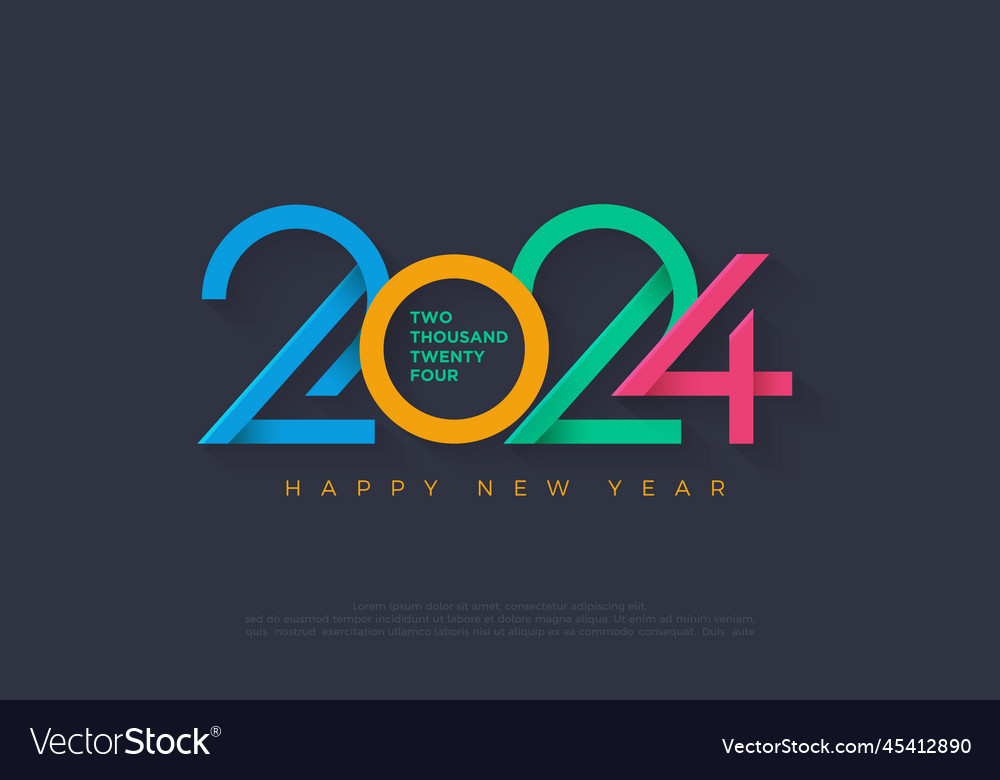 Colorful Number 2024 Design Royalty Free Vector Image