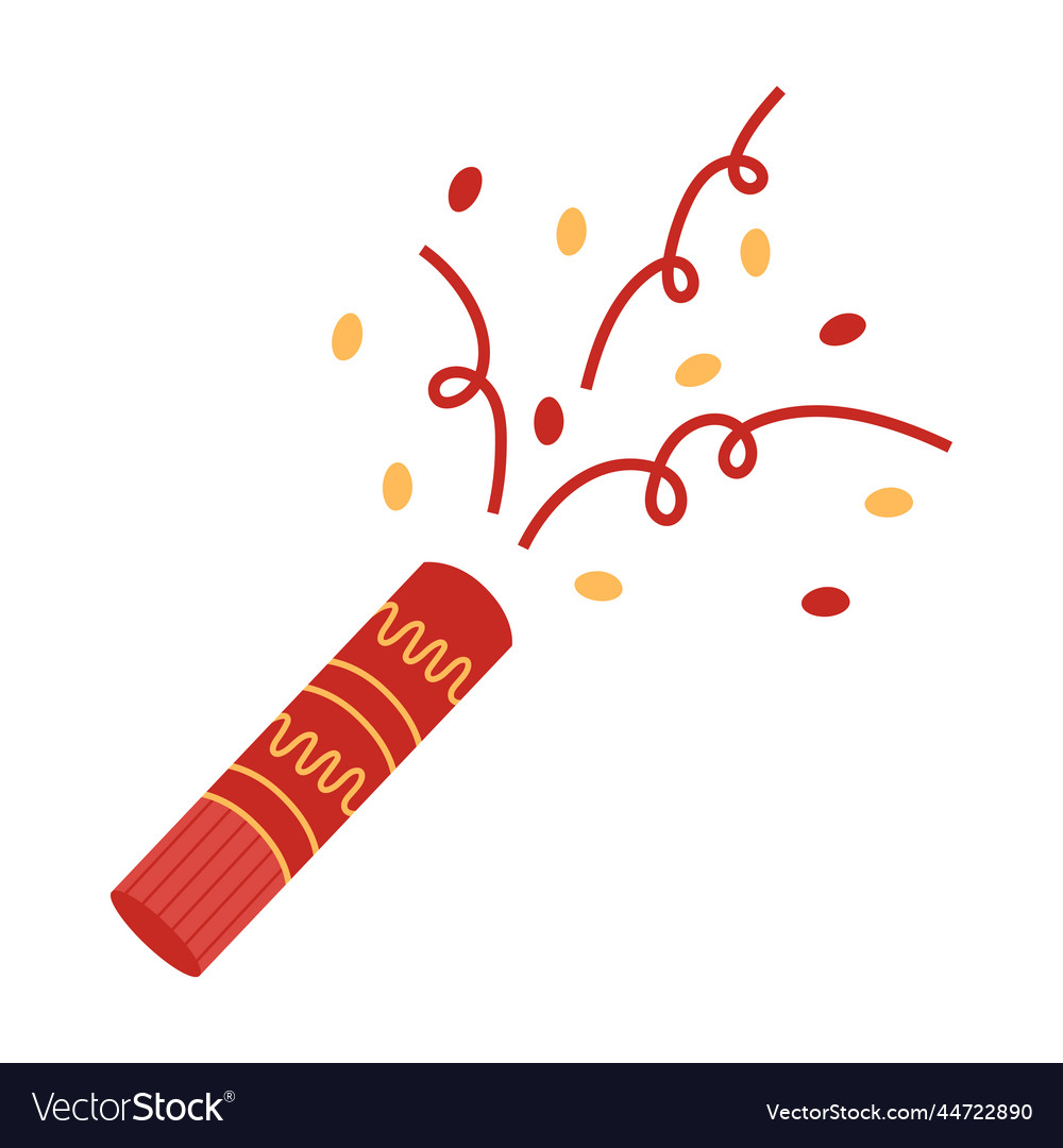 Exploding Party Popper With Colorful Confetti Vector Image Exploding Party Popper With Colorful Confetti Vector Image
