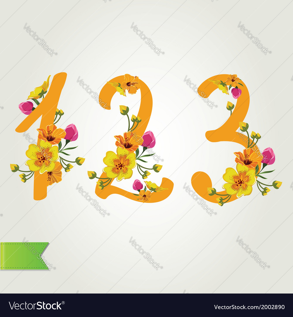 Floral numbers set Royalty Free Vector Image VectorStock