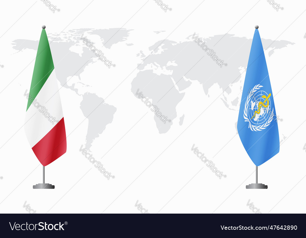 Italy and world health organization flags Vector Image