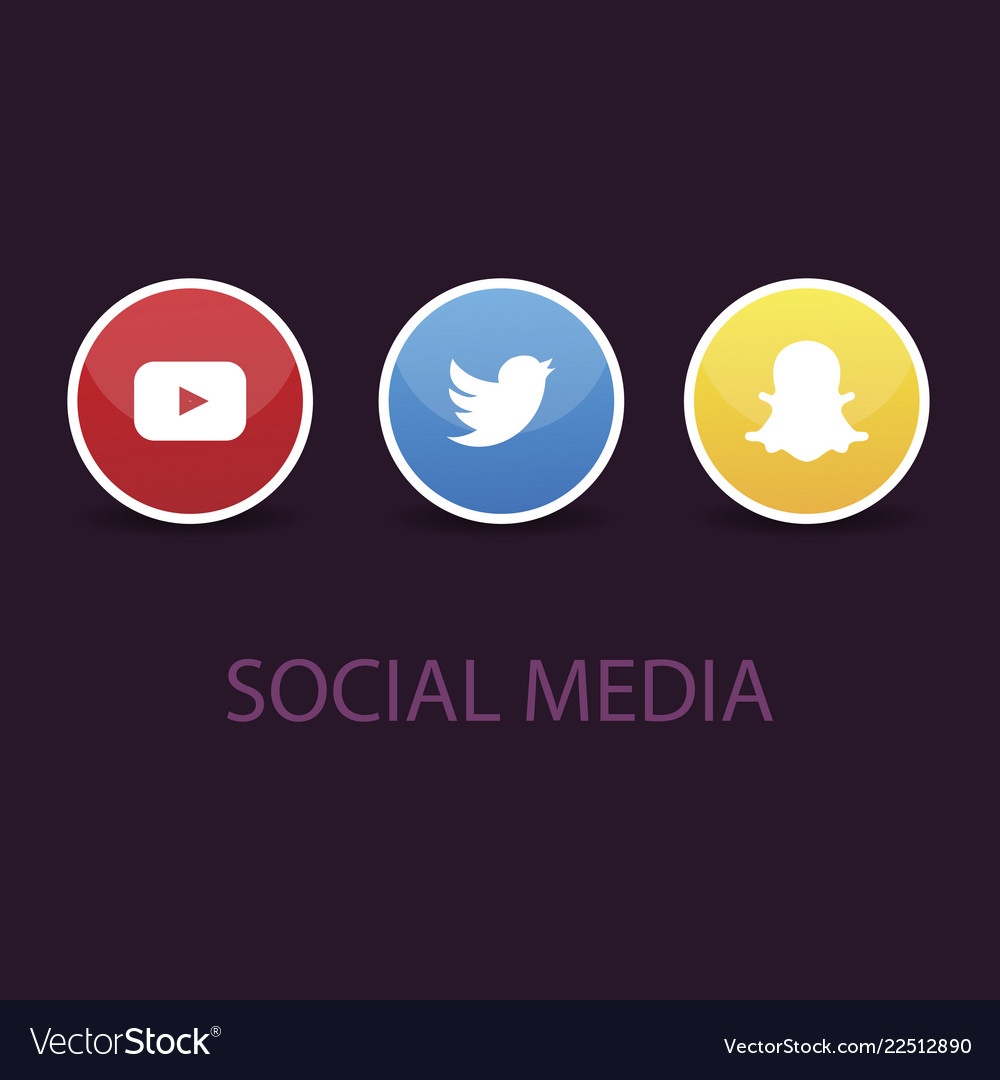 Social media icons youtube icon and twitter