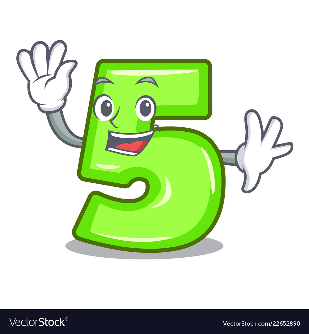 Waving cartoon house number five on wall Vector Image Waving cartoon house number five on wall Vector Image