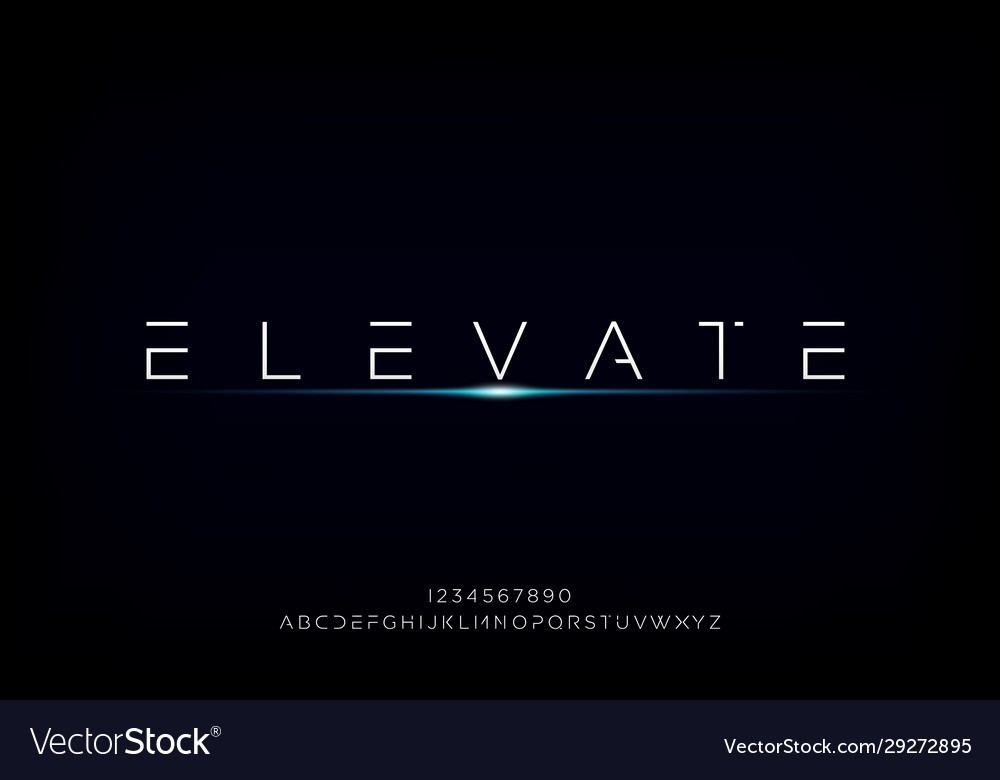 Alphabet font futuristic digital space typography