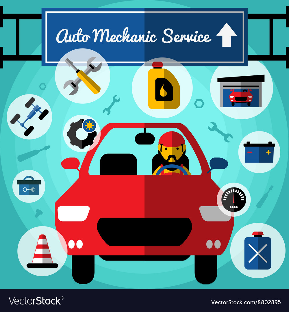 Auto Mechanical Service Decorative Icons Set Vector Image