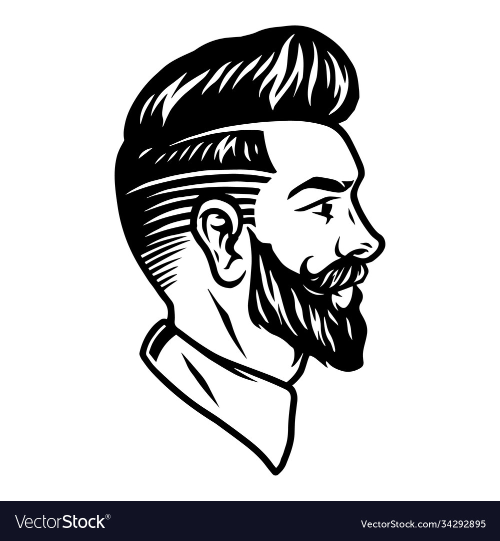 Bearded stylish man vintage tattoo concept Vector Image Bearded stylish man vintage tattoo concept Vector Image
