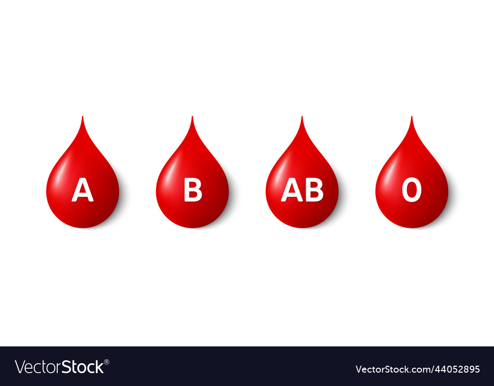 Blood groups 3d drops types a b ab and o Vector Image