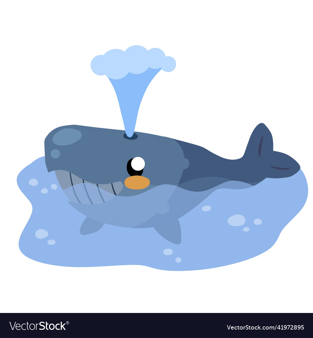 Cute funny whale with water fountain