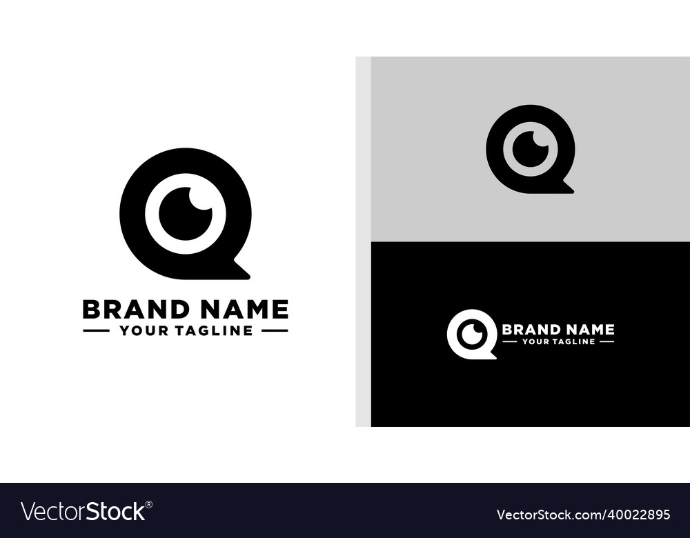 Letter q logo eyes negative space spy app Vector Image