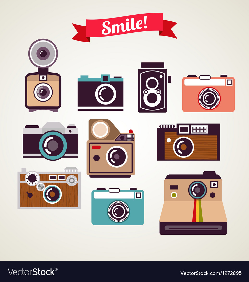 Download Old vintage camera set Royalty Free Vector Image