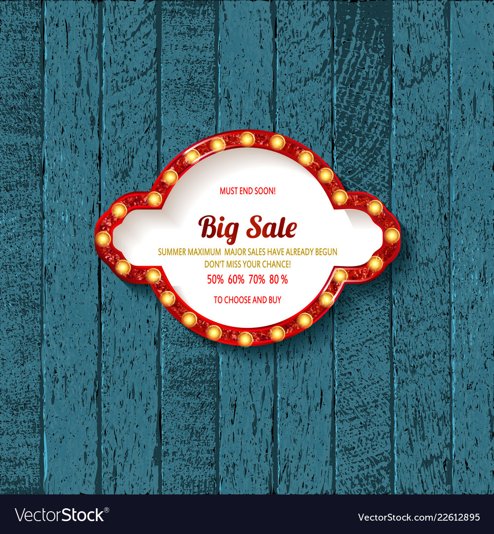 retro cinema bulb sign shape royalty free vector image