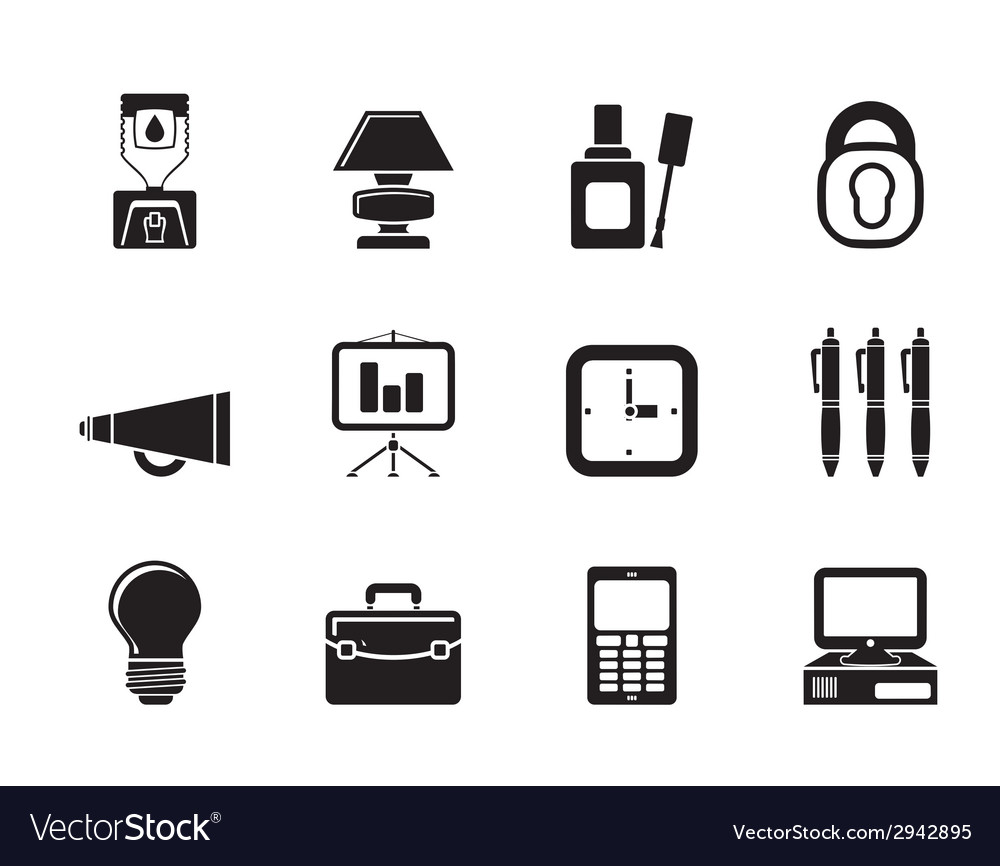 Silhouette business and office icons