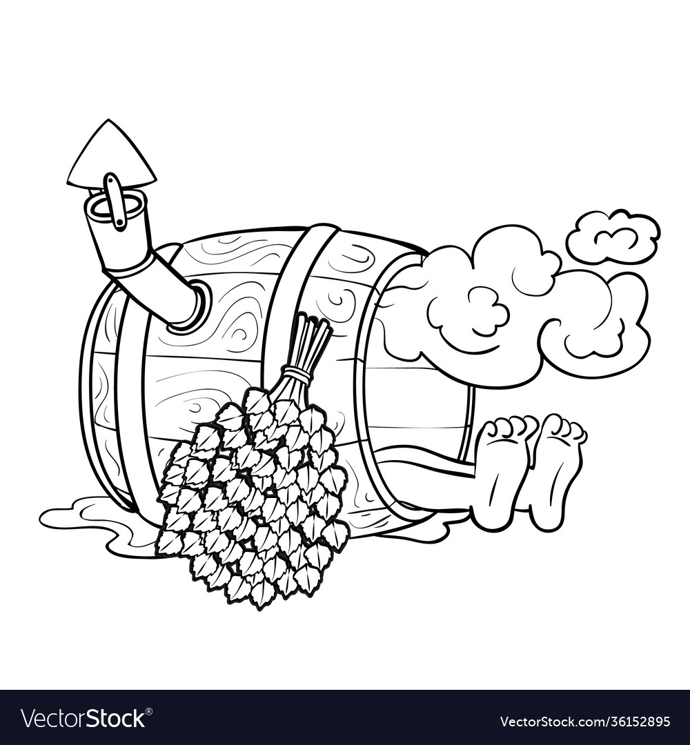 Sketch caricatures a man steams inside barrel