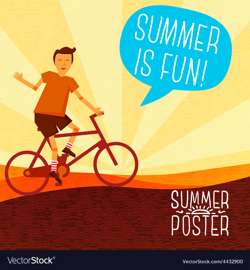 Cute summer poster - bike riding with speech