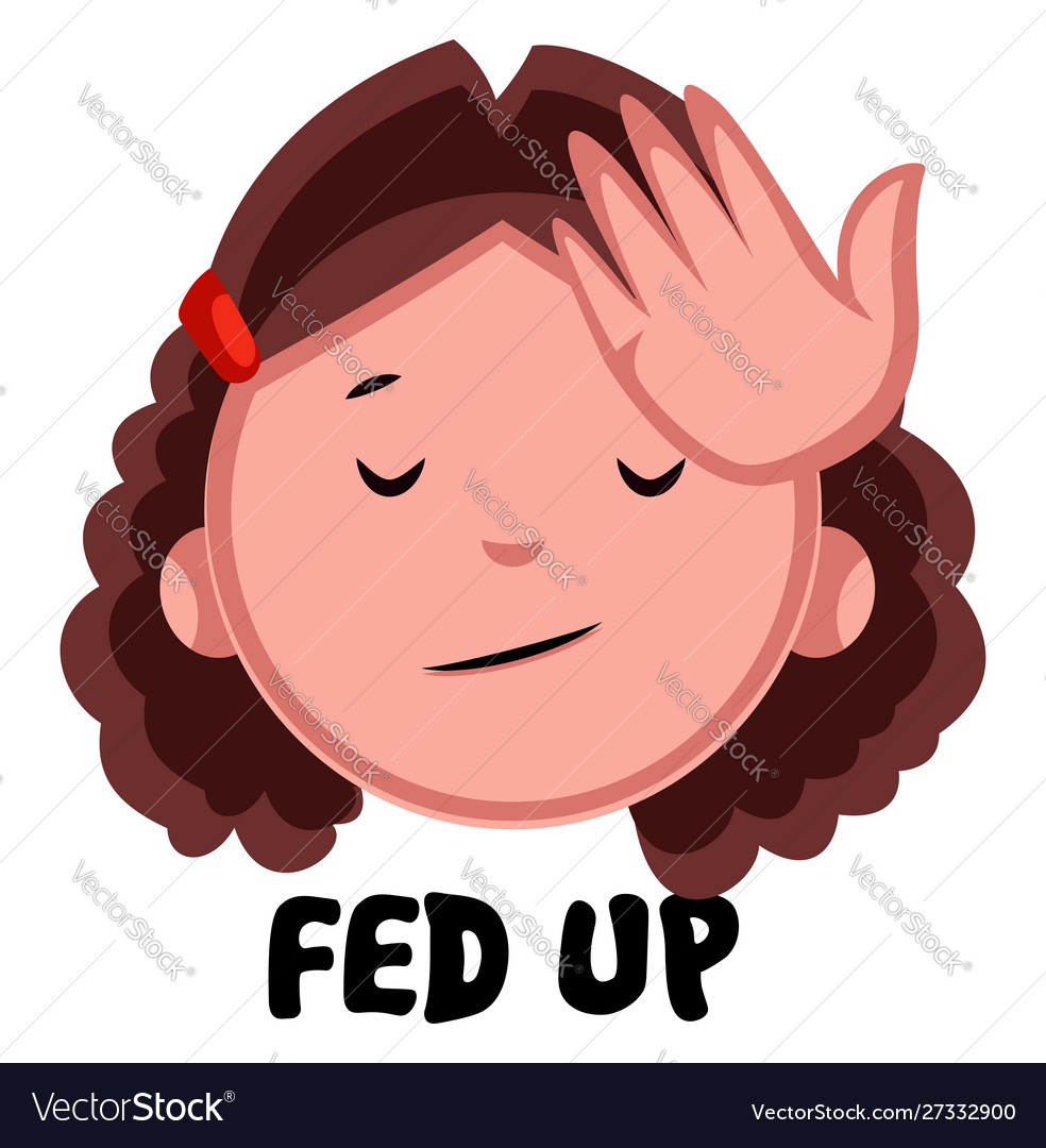 Fed up girl on white background