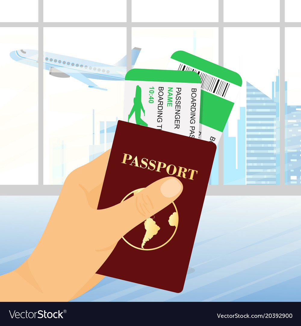 Hand holding passport Royalty Free Vector Image