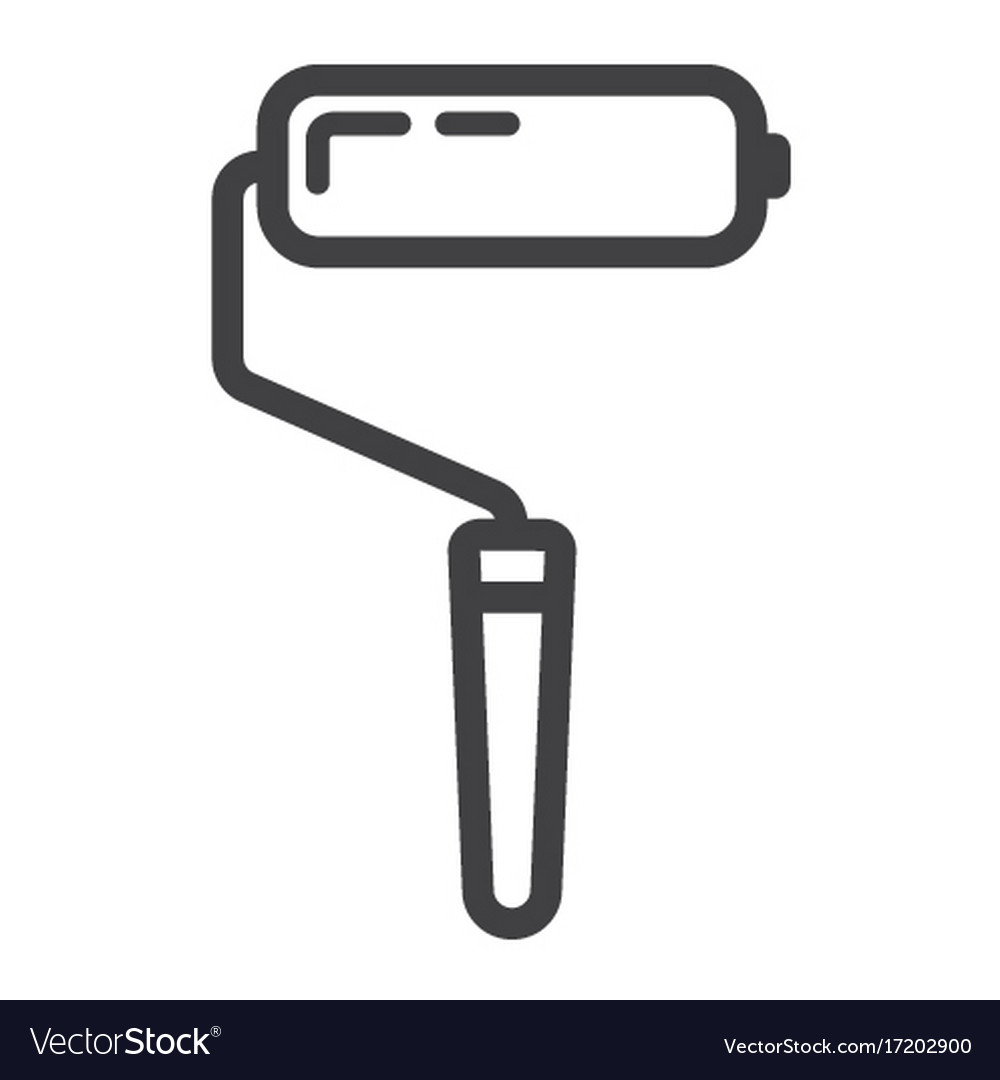 Paint roller line icon build and repair painting Vector Image