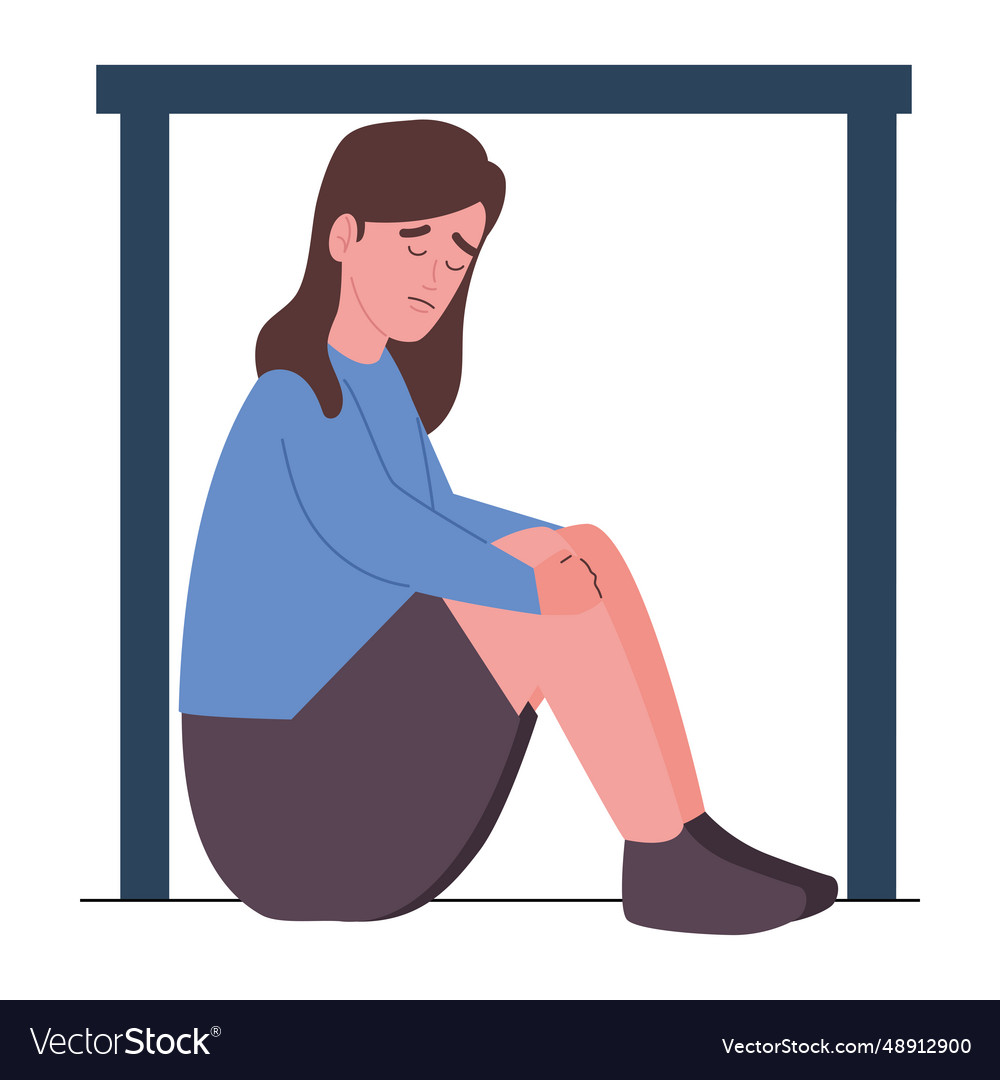 Scared woman suffering claustrophobia Royalty Free Vector