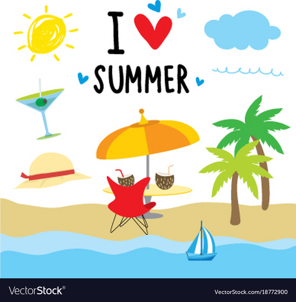 Summer Vacation Beach Cartoon