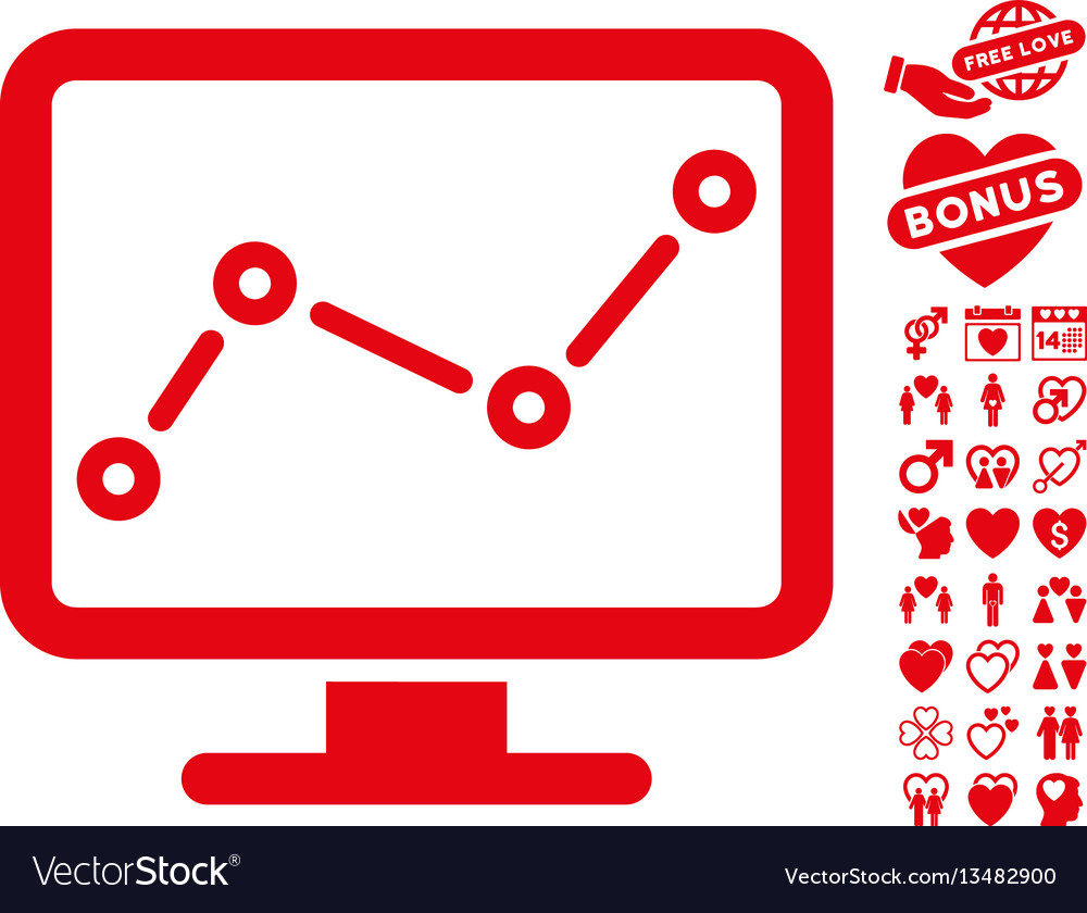 Trend monitoring icon with valentine bonus