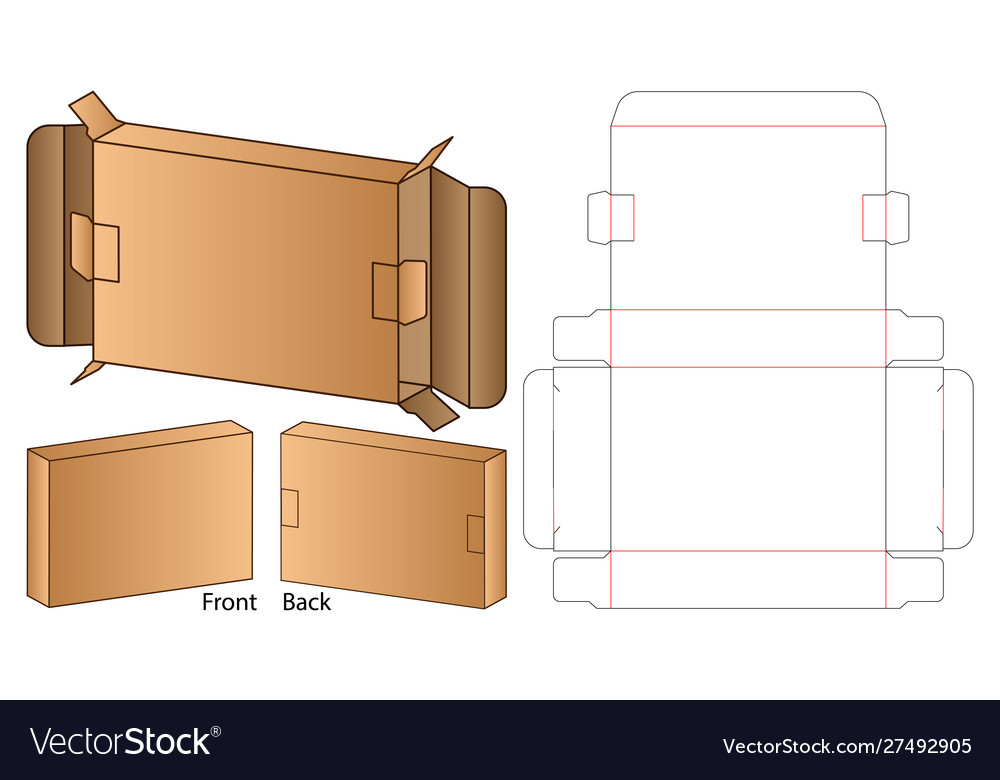 Box packaging die cut template design 3d mock-up Vector Image