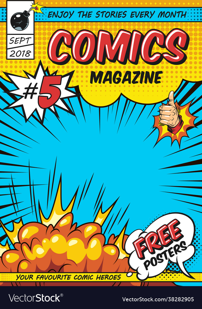 Comic magazine cover template Royalty Free Vector Image