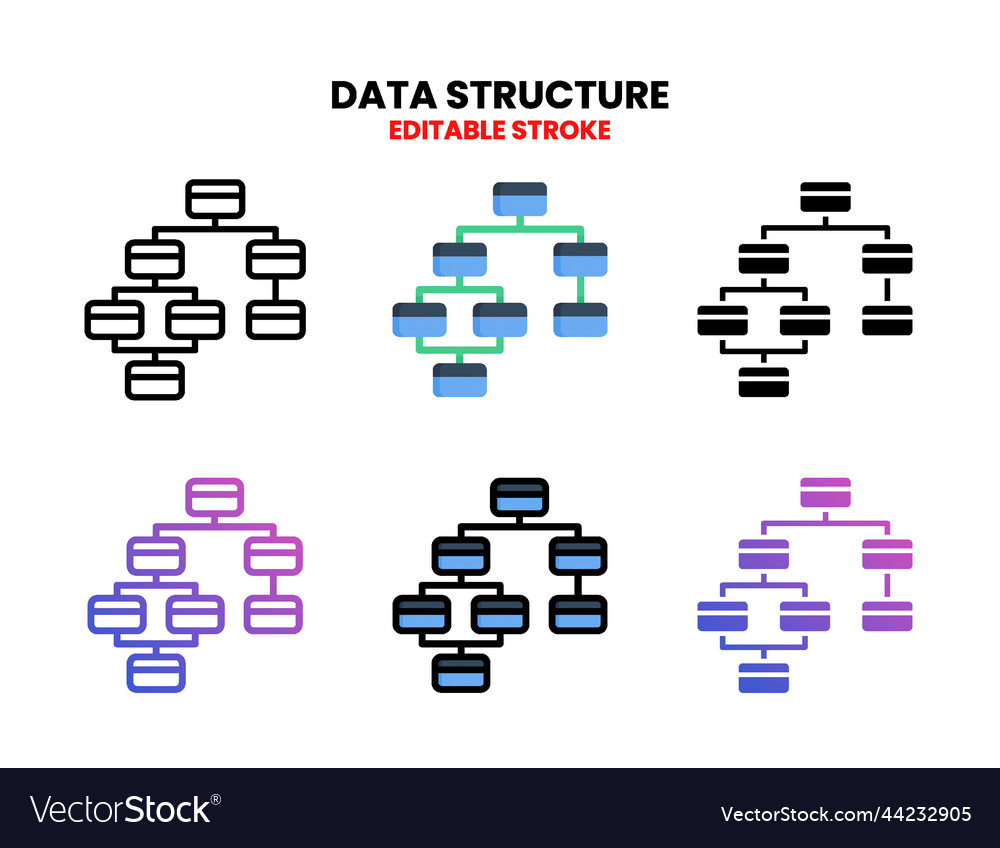 Data structure icon set with different style Vector Image