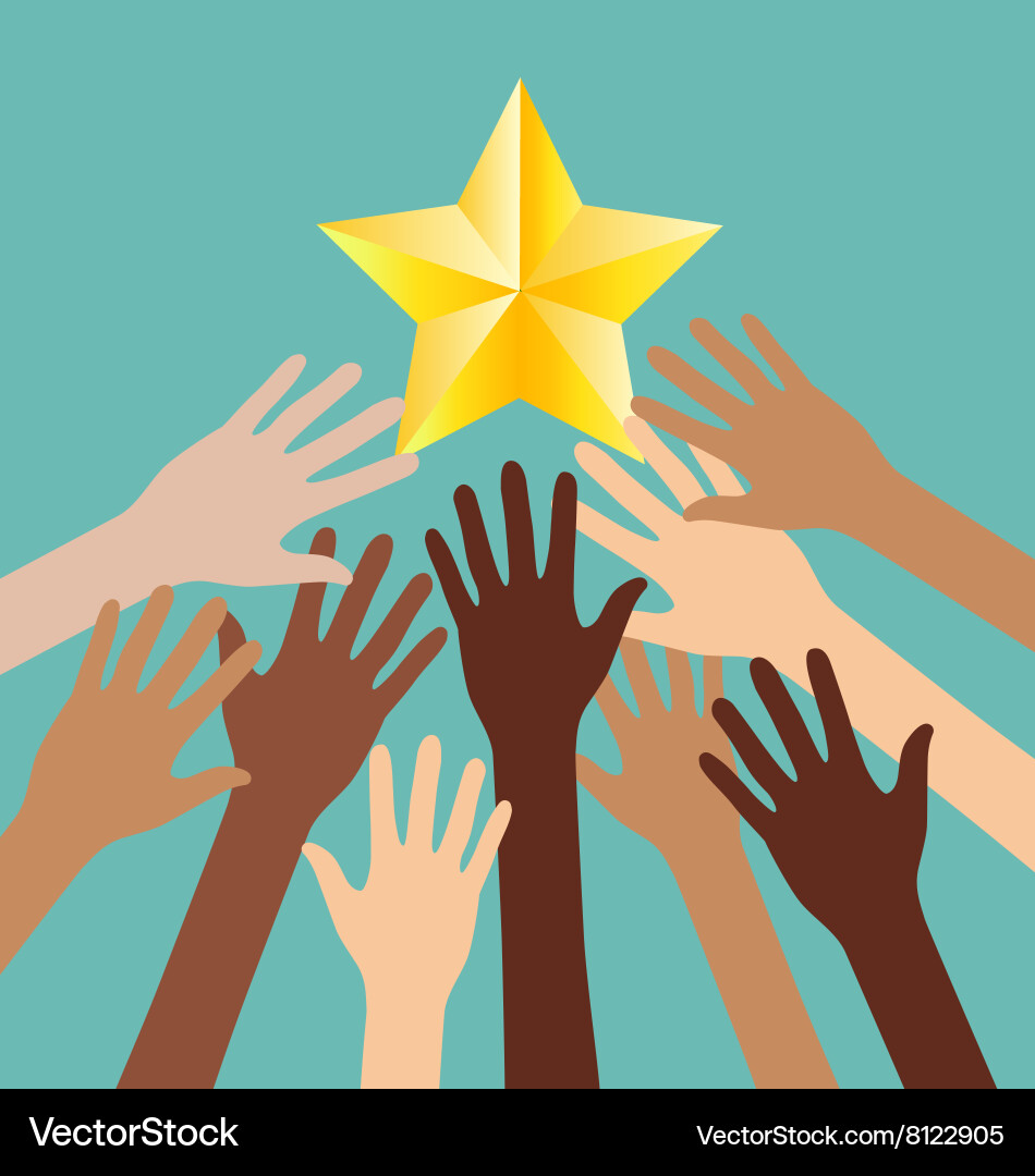 Group Diversity Hand Reaching For The Stars Vector Image