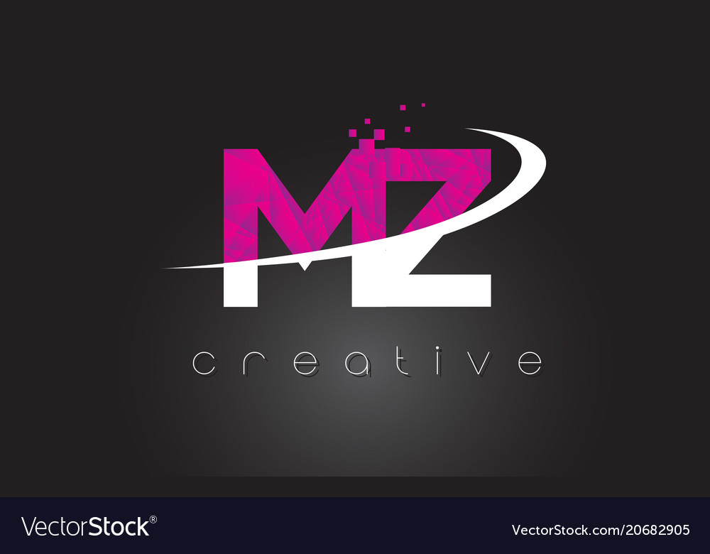 Mz M Z Creative Letters Design With White Pink Vector Image