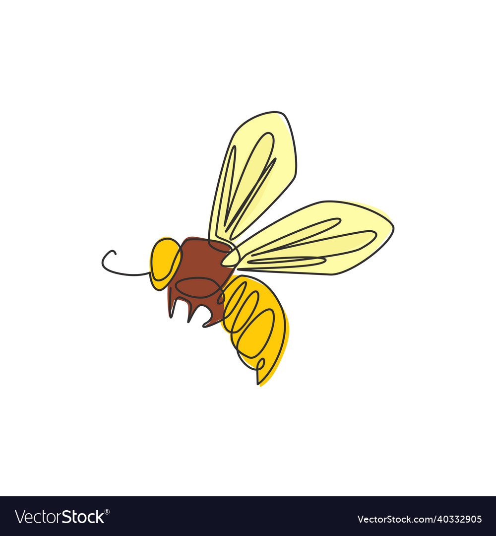 One single line drawing of cute bee for company Vector Image