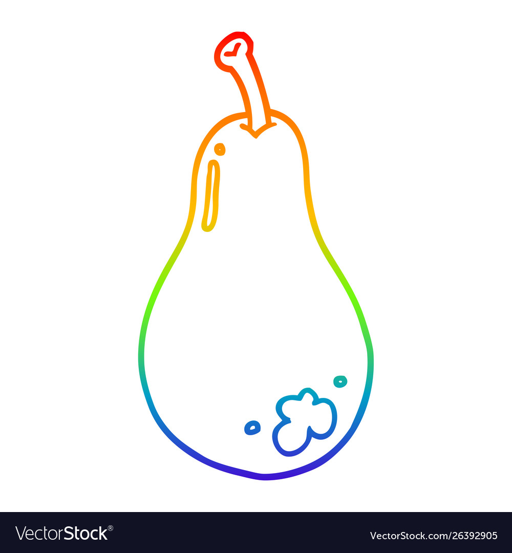 Rainbow gradient line drawing cartoon pear