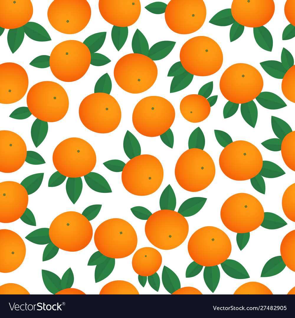 Tangerines seamless pattern isolated on a white Vector Image