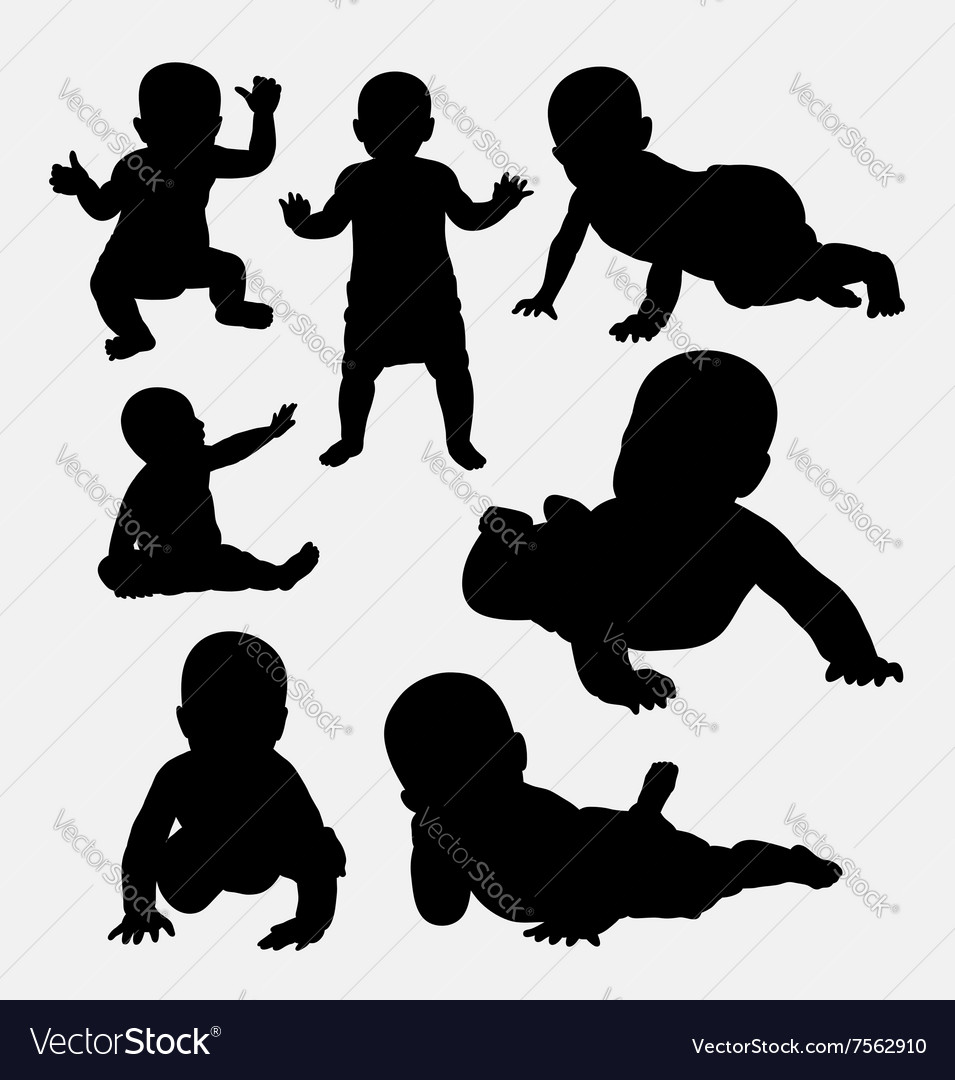 Baby cute silhouette Royalty Free Vector Image