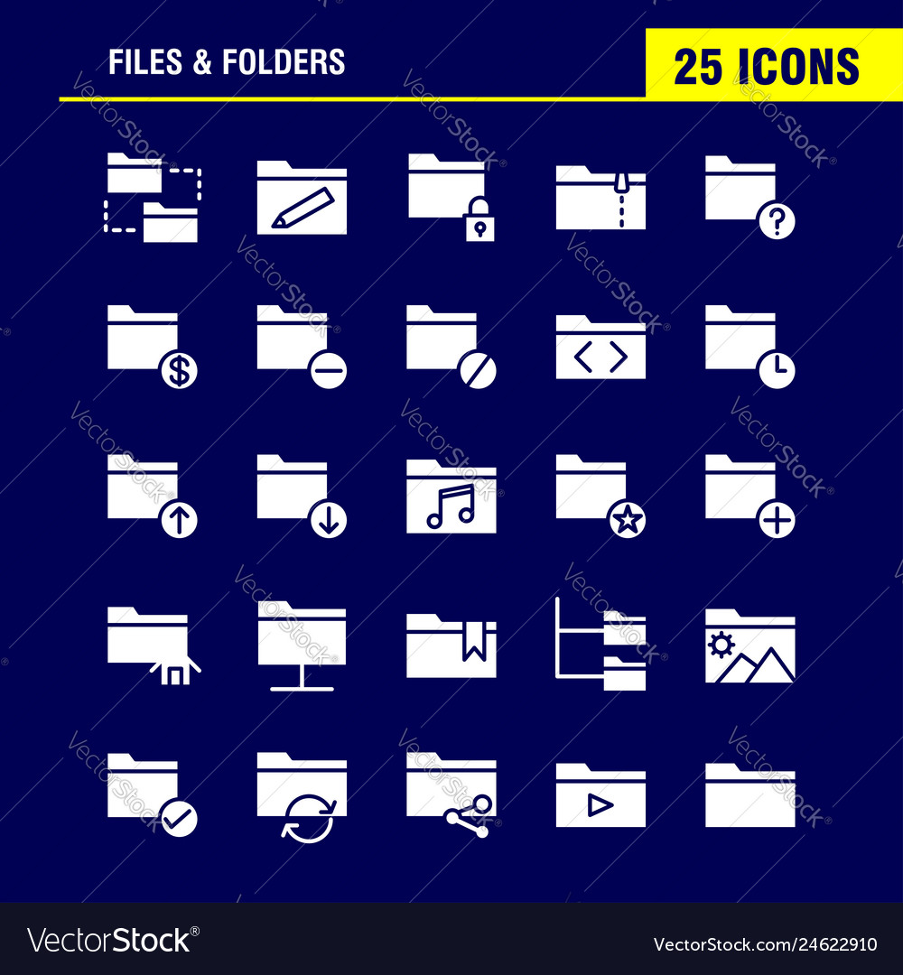 Files and folders solid glyph icon pack