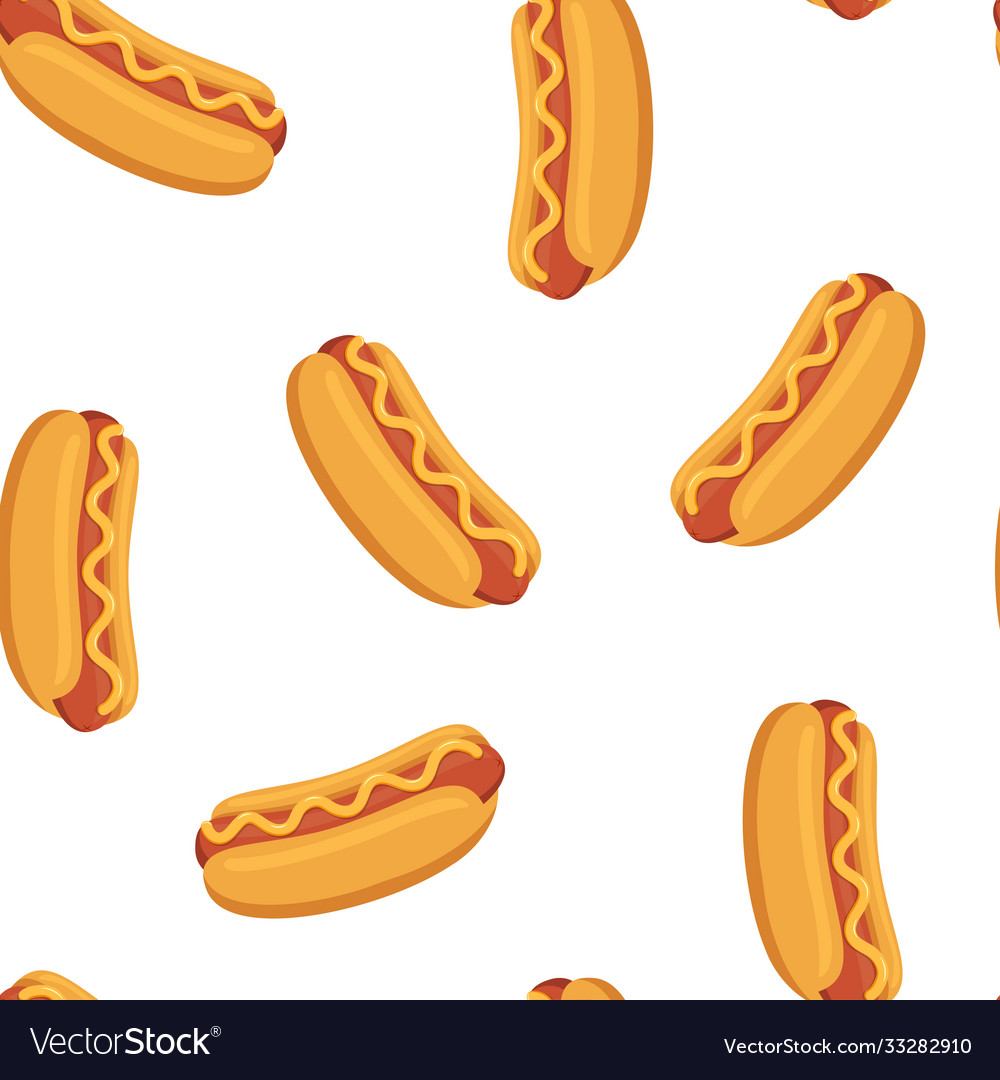 Hot dog seamless pattern isolated on white