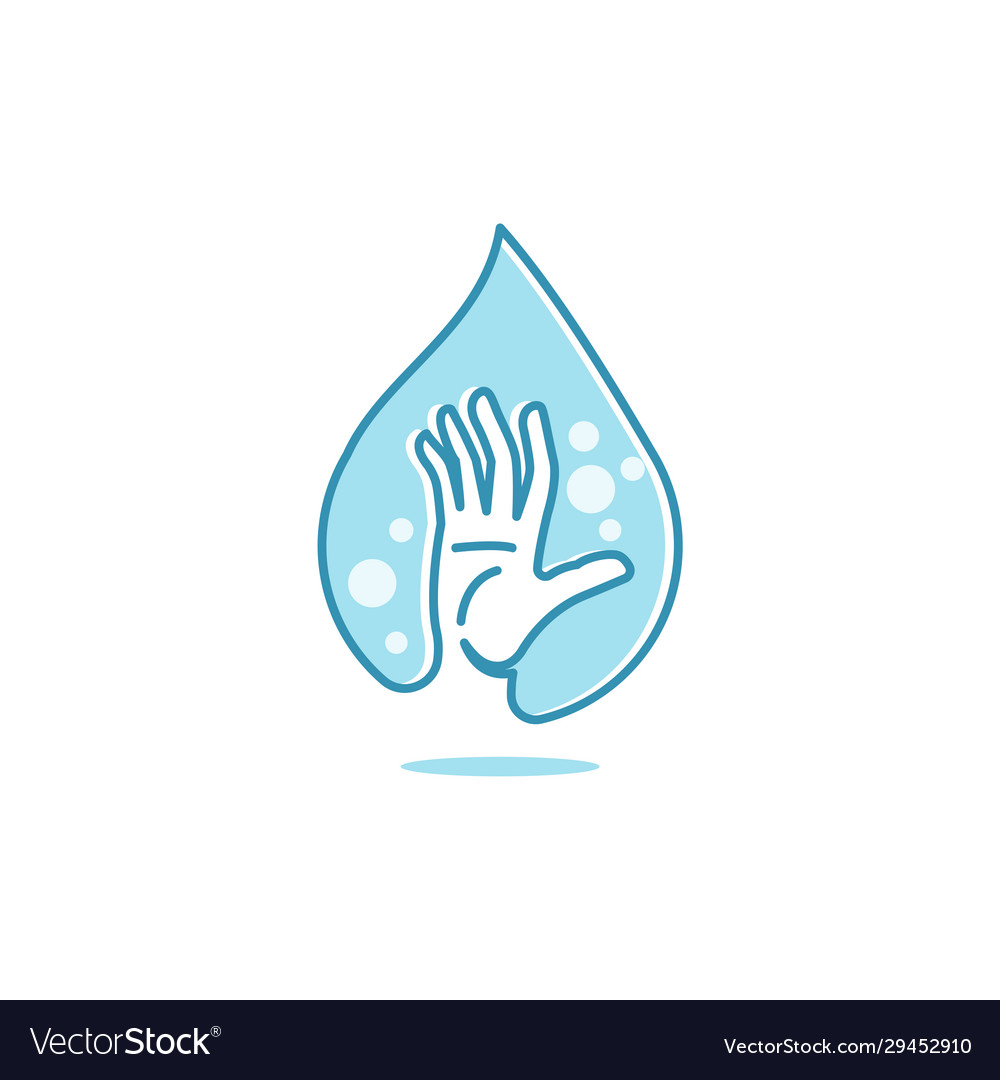 Water drops hand logo icon Royalty Free Vector Image