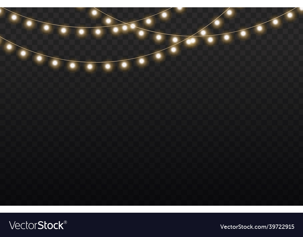 Christmas golden light garland led neon lamp vector image Christmas golden light garland led neon lamp
