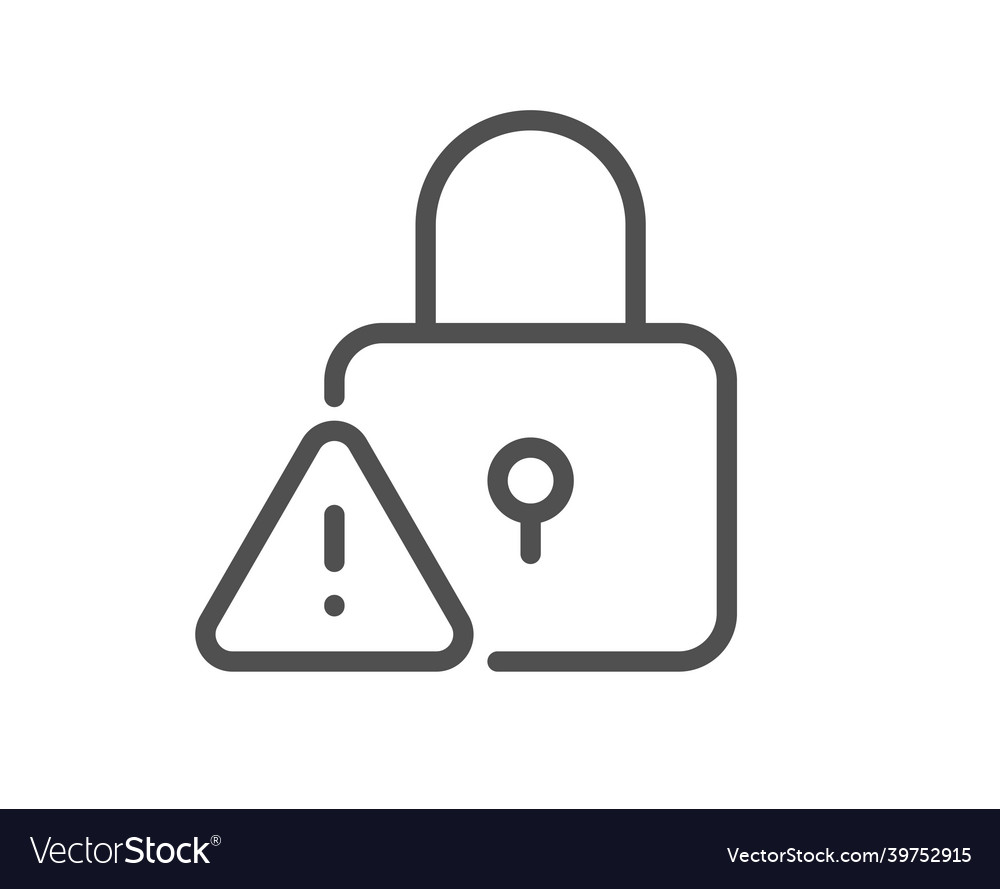 Lock line icon padlock warning sign Royalty Free Vector